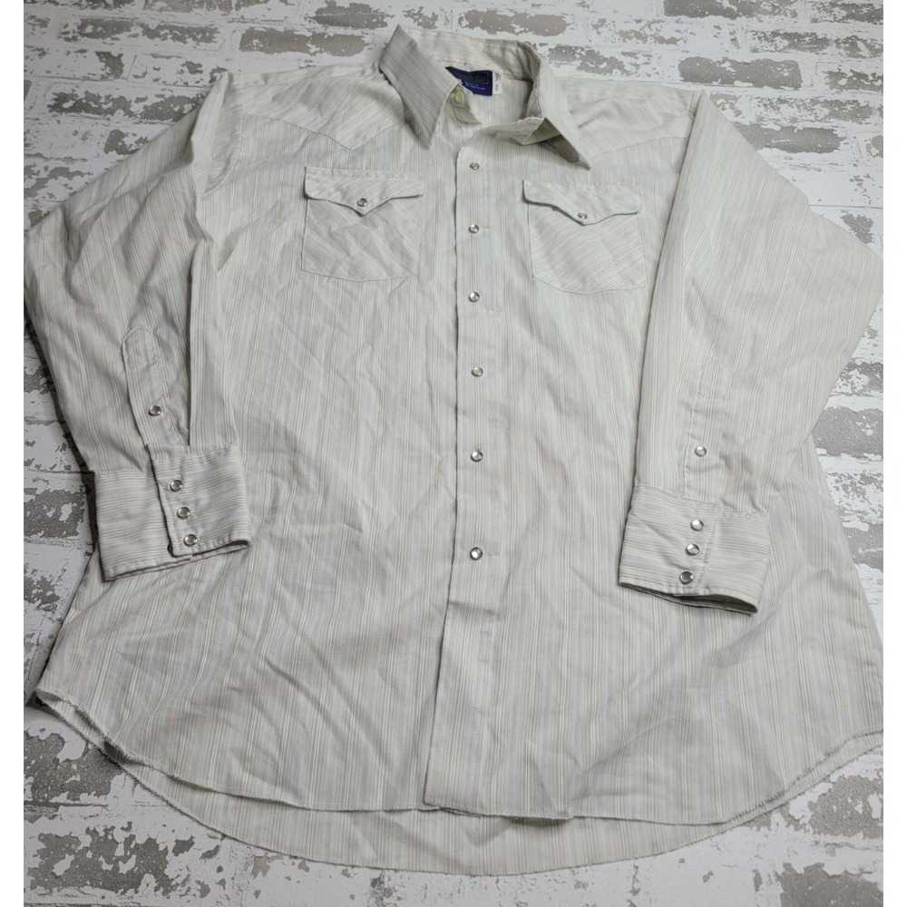 Panhandle Slim Long Sleeve Pearl Snap Striped Shirt Men's 17.5x34‎